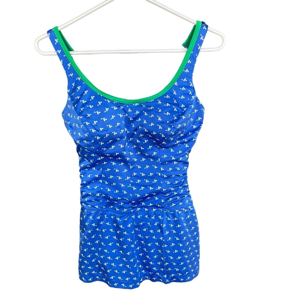 Vintage Roxanne Swimsuit Women Size 14/36 D Cup One Piece Skort Adjustable Union